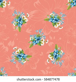 Seamless floral pattern with forget-me-not Vector Illustration EPS8