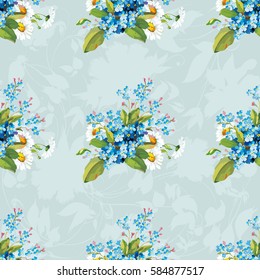 Seamless floral pattern with forget-me-not Vector Illustration EPS8