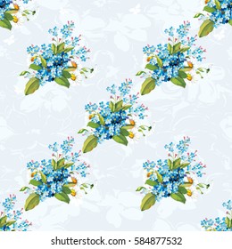 Seamless floral pattern with forget-me-not Vector Illustration EPS8