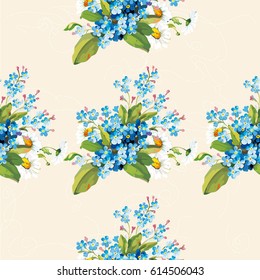 Seamless floral pattern with forget-me-not Vector Illustration EPS8