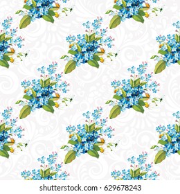 Seamless floral pattern with forget-me-not Vector Illustration EPS8