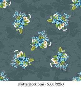 Seamless floral pattern with forget-me-not Vector Illustration EPS8