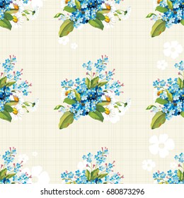 Padrão floral perfeito com Ilustração Vetorial do tipo "esqueça-me-not" EPS8