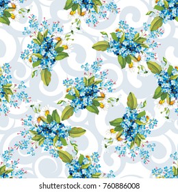 Seamless floral pattern with forget-me-not Vector Illustration EPS8