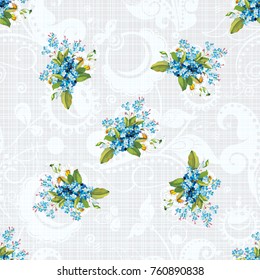 Seamless floral pattern with forget-me-not Vector Illustration EPS8