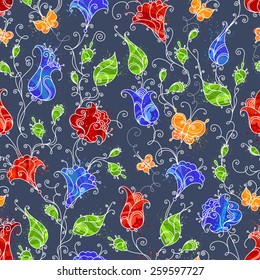 Seamless floral pattern. Four seamless textile or wallpaper patterns.
