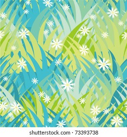 seamless floral pattern of fresh spring flowers and grass