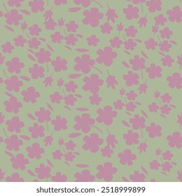 Patrón floral sin fisuras, suave estampado botánico con lindas ramas de flores en colores pastel. Hermoso diseño de flores de ramas dibujadas a mano, Pequeñas flores rosadas, hojas sobre un fondo claro.