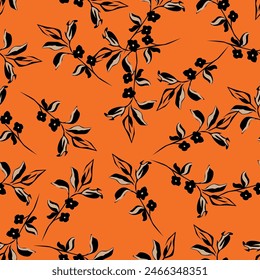 Seamless floral pattern, gentle ditsy print with blooming meadow. Romantic botanical background design with small flowers,