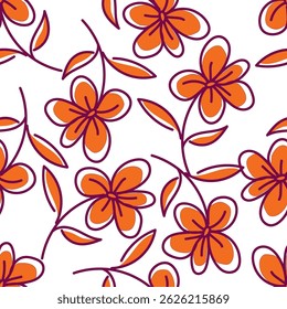 Seamless floral pattern, gentle ditsy print of small plants with a rustic motif. Cute botanical design, romantic background: tiny hand drawn flowers, leaves, bouquets on a green field. Vector.
