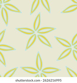 Seamless floral pattern, gentle ditsy print of small plants with a rustic motif. Cute botanical design, romantic background: tiny hand drawn flowers, leaves, bouquets on a green field. Vector.
