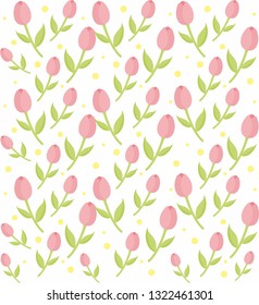 Seamless floral pattern in gently pink color from tulips.