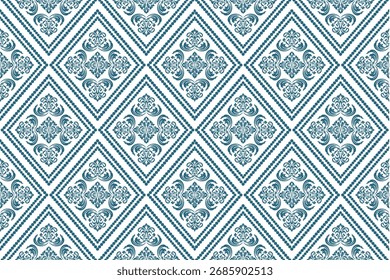 seamless floral pattern with geometric and damask flowers