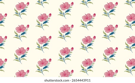 seamless floral pattern with geometric flower arrangements for textile and wrapping