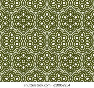 seamless floral pattern with geometric floral ornament. for interior design, greeting cards, fabric print. Ethnic background . green olive and white color