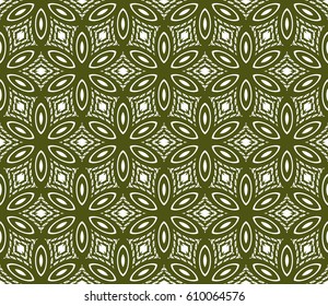 seamless floral pattern with geometric floral ornament. for interior design, greeting cards, fabric print. Ethnic background . green olive and white color