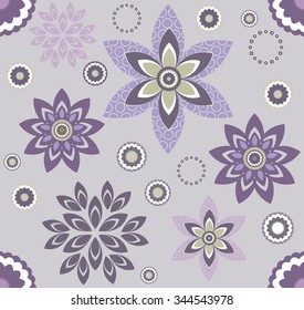 Seamless floral pattern with geometric stylized flowers. Template can be used to fabric design, wallpaper and decorative paper.