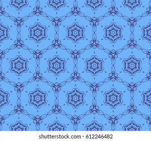 seamless floral pattern with geometric texture. Ornament for interior design, greeting cards, , fabric print. Ethnic background in arabian style. blue color