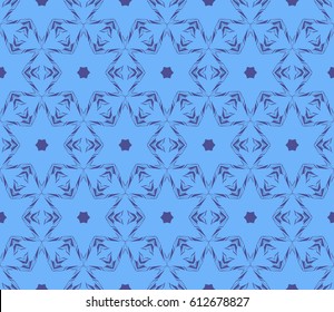 seamless floral pattern with geometric texture. Ornament for interior design, greeting cards, , fabric print. Ethnic background in arabian style. blue color