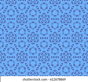 seamless floral pattern with geometric texture. Ornament for interior design, greeting cards, , fabric print. Ethnic background in arabian style. blue color