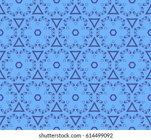 seamless floral pattern with geometric texture. Ornament for interior design, greeting cards, , fabric print. Ethnic background in arabian style. blue color