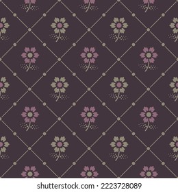 Seamless floral pattern with geometrical shapes