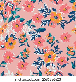 Seamless floral pattern, gerbera, daisy, wedding decor flowers, pink,endless, all over print to use textile, fabric, clothing, backdrop, wallpaper, home textile, clothing, fashion