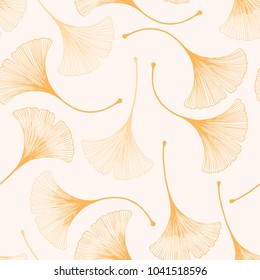 Seamless floral pattern with ginkgo leaves