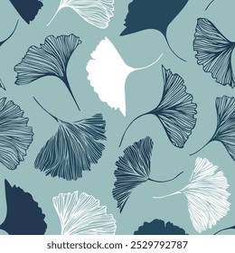 Padrão floral perfeito com folhas de Ginkgo. Fundo decorativo vetorial
