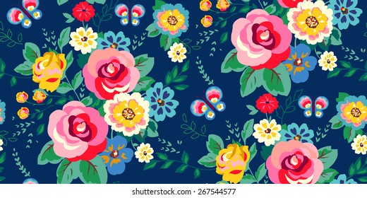 Seamless Floral Pattern for girls in Vector 