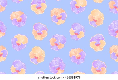 Seamless floral pattern. Glamour flowers on blue background. Vector illustration