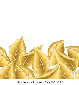 Seamless floral pattern with gold autumn foliage. Falling golden leaves.