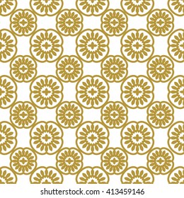Seamless floral pattern. Gold flowers on a white background. 