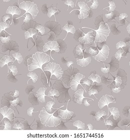 seamless floral pattern with graphic ginkgo leaves. graphic ginkgo leaves on vector