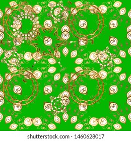 Seamless floral pattern. Graphic modern seamless pattern on beige and green colors. Wallpaper baroque, damask. Seamless vector background.