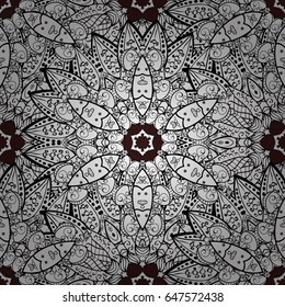Seamless floral pattern. Graphic modern seamless pattern on brown background. Wallpaper baroque, damask. Seamless vector background.