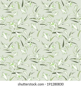 Seamless floral pattern. Graphic texture with lilies. Vector background.