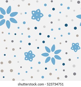 Seamless floral pattern with gray background. Vector repeating texture.