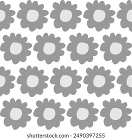 Seamless floral pattern in gray on a white background
