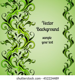 Seamless floral pattern. Green background. Vintage oriental style