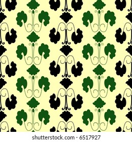 Seamless floral pattern - green and black elements