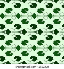 Seamless floral pattern - green and black elements