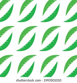 Seamless floral pattern green coconut leafs. flat design vector illustration isolated on white background.