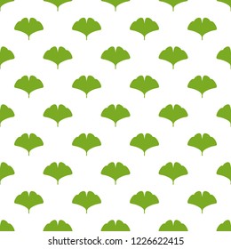 Seamless floral pattern green ginkgo biloba leaves. Floral texture on white background. Hand drawn shabby sprigs. For printing on fabric or paper. Vector illustration