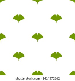 Seamless floral pattern green ginkgo biloba leaves. Floral texture on white background. Hand drawn shabby sprigs. For printing on fabric or paper. Vector illustration