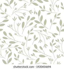 Seamless floral pattern with green leaves