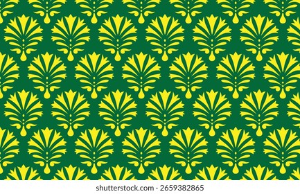 Patrón floral sin fisuras con hojas verdes y diseño de jardín de verano vintage