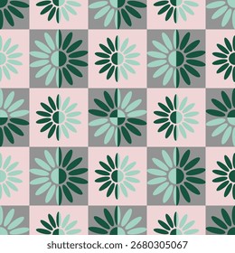 Seamless floral pattern with green leaves and seasonal decorative elements