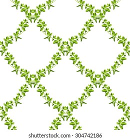Seamless floral pattern green leaves and branches