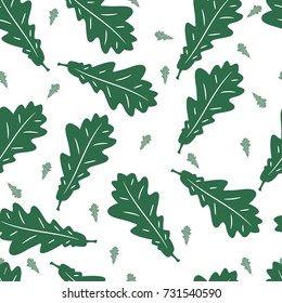 Seamless floral pattern. Green leaves of oak